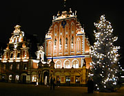Riga, the House of the Blackheads at night