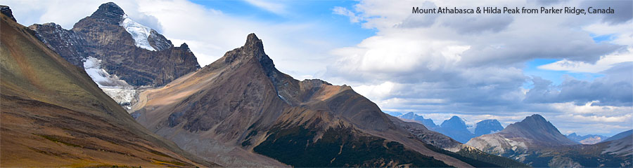 Mount Athabasca and Hilda Peak from Parker Ridge, Canada