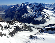Murchison glacier on the Fritz Mountain Range, New Zealand